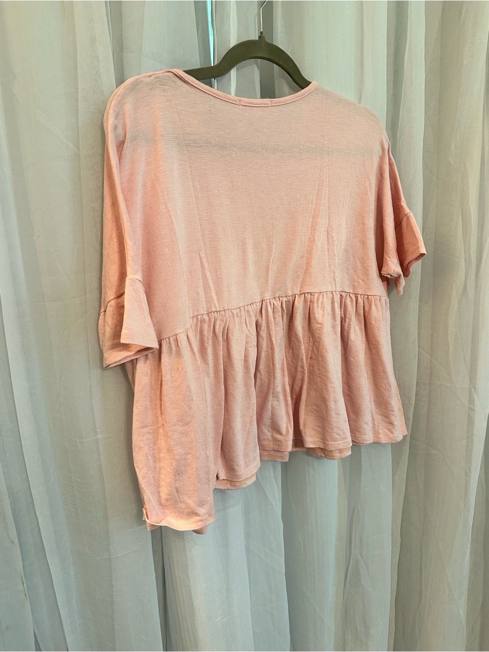Bombom Women's Pink Peplum Short-Sleeve Baby Doll Top